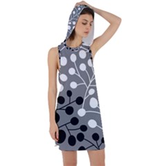 Abstract Nature Black White Racer Back Hoodie Dress