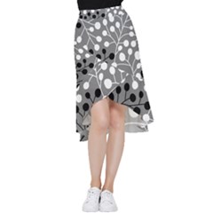 Abstract Nature Black White Frill Hi Low Chiffon Skirt by Maspions