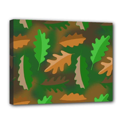 Leaves Foliage Pattern Oak Autumn Canvas 14  X 11  (stretched)