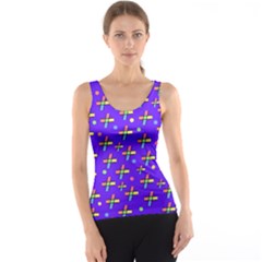 Abstract Background Cross Hashtag Women s Basic Tank Top