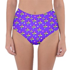 Abstract Background Cross Hashtag Reversible High-waist Bikini Bottoms by Maspions