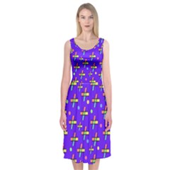 Abstract Background Cross Hashtag Midi Sleeveless Dress by Maspions