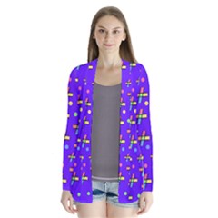 Abstract Background Cross Hashtag Drape Collar Cardigan