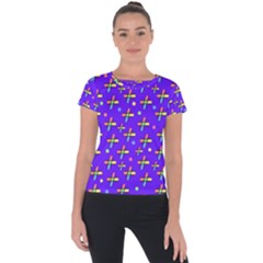 Abstract Background Cross Hashtag Short Sleeve Sports Top 