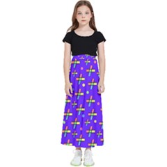 Abstract Background Cross Hashtag Kids  Flared Maxi Skirt by Maspions