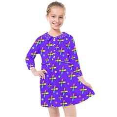 Abstract Background Cross Hashtag Kids  Quarter Sleeve Shirt Dress