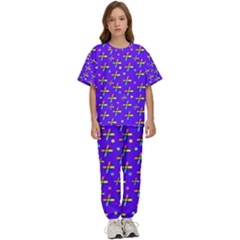 Abstract Background Cross Hashtag Kids  T-shirt And Pants Sports Set by Maspions