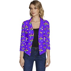 Abstract Background Cross Hashtag Women s Casual 3/4 Sleeve Spring Jacket by Maspions