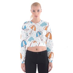 Rain Umbrella Pattern Water Cropped Sweatshirt