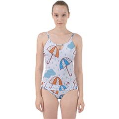 Rain Umbrella Pattern Water Cut Out Top Tankini Set by Maspions