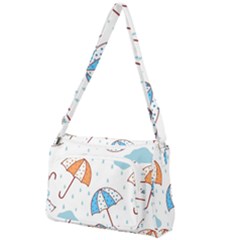 Rain Umbrella Pattern Water Front Pocket Crossbody Bag