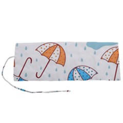 Rain Umbrella Pattern Water Roll Up Canvas Pencil Holder (s) by Maspions