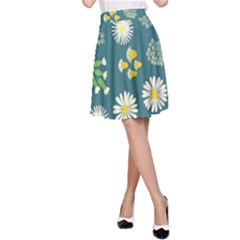 Drawing Flowers Meadow White A-line Skirt