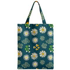 Drawing Flowers Meadow White Zipper Classic Tote Bag