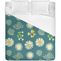 Drawing Flowers Meadow White Duvet Cover (california King Size)