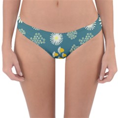 Drawing Flowers Meadow White Reversible Hipster Bikini Bottoms by Maspions