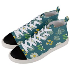 Drawing Flowers Meadow White Men s Mid-top Canvas Sneakers