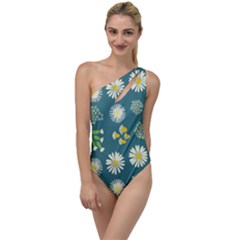 Drawing Flowers Meadow White To One Side Swimsuit