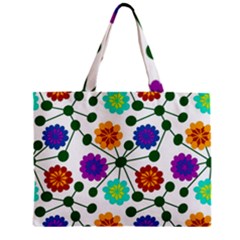 Bloom Plant Flowering Pattern Zipper Mini Tote Bag