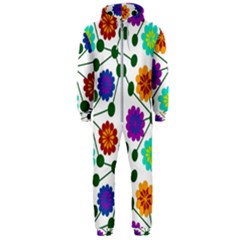 Bloom Plant Flowering Pattern Hooded Jumpsuit (men) by Maspions