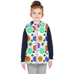 Bloom Plant Flowering Pattern Kids  Hooded Puffer Vest by Maspions