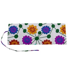 Bloom Plant Flowering Pattern Roll Up Canvas Pencil Holder (s)