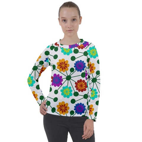 Bloom Plant Flowering Pattern Women s Long Sleeve Raglan T-shirt by Maspions