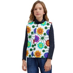 Bloom Plant Flowering Pattern Kid s Button Up Puffer Vest	 by Maspions