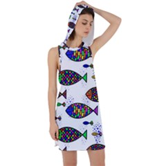 Fish Abstract Colorful Racer Back Hoodie Dress