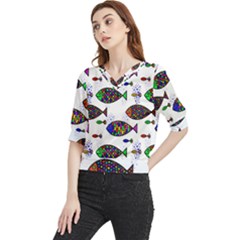 Fish Abstract Colorful Quarter Sleeve Blouse