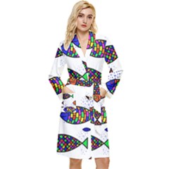 Fish Abstract Colorful Long Sleeve Velvet Robe