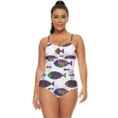 Fish Abstract Colorful Retro Full Coverage Swimsuit