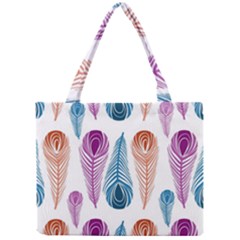 Pen Peacock Colors Colored Pattern Mini Tote Bag by Maspions