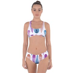 Pen Peacock Colors Colored Pattern Criss Cross Bikini Set