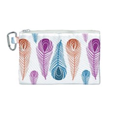 Pen Peacock Colors Colored Pattern Canvas Cosmetic Bag (medium)