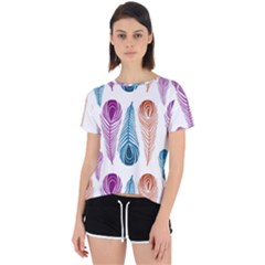 Pen Peacock Colors Colored Pattern Open Back Sport T-shirt