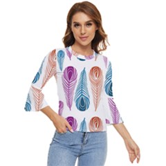 Pen Peacock Colors Colored Pattern Bell Sleeve Top