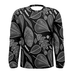 Leaves Flora Black White Nature Men s Long Sleeve T-shirt