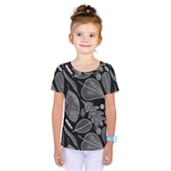 Leaves Flora Black White Nature Kids  One Piece T-shirt