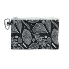 Leaves Flora Black White Nature Canvas Cosmetic Bag (medium)