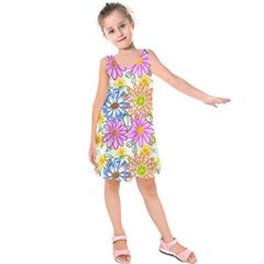 Bloom Flora Pattern Printing Kids  Sleeveless Dress