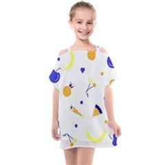 Pattern-fruit-apples-green Kids  One Piece Chiffon Dress by Maspions