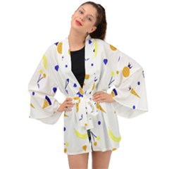 Pattern-fruit-apples-green Long Sleeve Kimono by Maspions