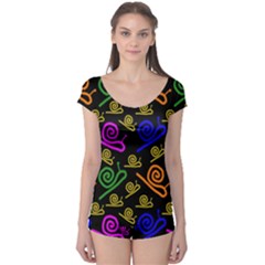 Pattern-repetition-snail-blue Boyleg Leotard 