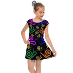 Pattern-repetition-snail-blue Kids  Cap Sleeve Dress