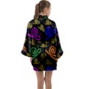 Pattern-repetition-snail-blue Long Sleeve Satin Kimono View2