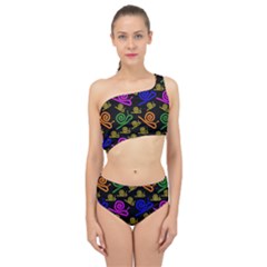 Pattern-repetition-snail-blue Spliced Up Two Piece Swimsuit