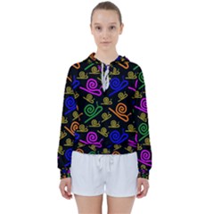 Pattern-repetition-snail-blue Women s Tie Up Sweat