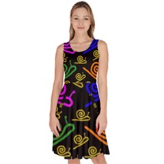 Pattern-repetition-snail-blue Knee Length Skater Dress With Pockets