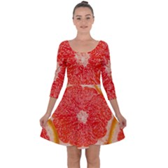 Grapefruit-fruit-background-food Quarter Sleeve Skater Dress